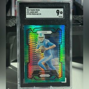 2023 Panini Prizm Jared Goff /175 Green Hyper Prizm PSA 9
